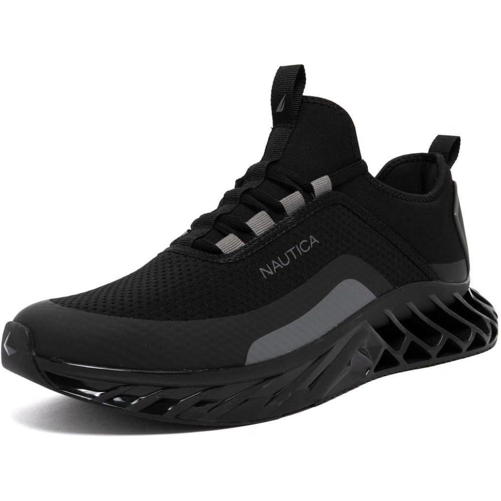 imageNautica Mens Casual Fashion Sneakers Lightweight LaceUp Athletic Walking Shoes for Gym amp Tennis ComfortableBlack Charcoalwyern