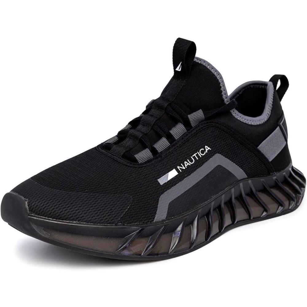 imageNautica Mens Casual Fashion Sneakers Lightweight LaceUp Athletic Walking Shoes for Gym amp Tennis ComfortableBlackGrey