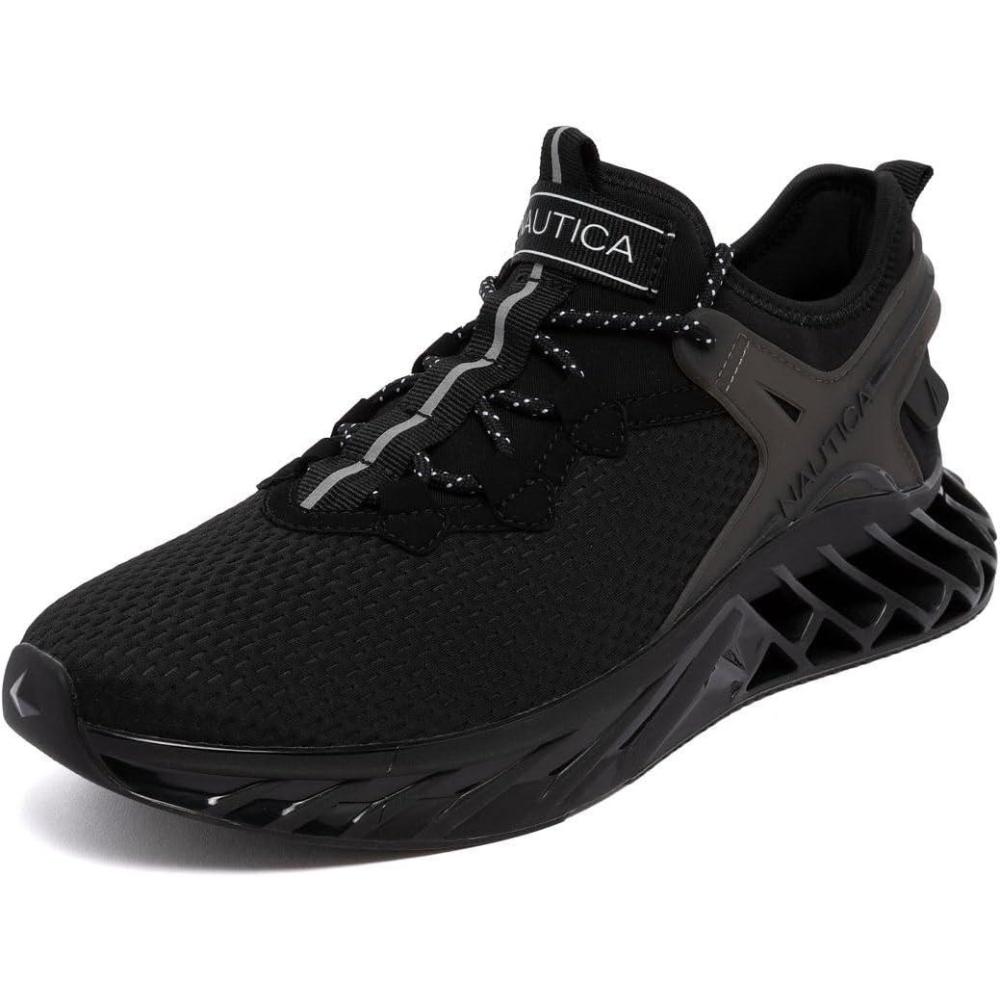 imageNautica Mens Casual Fashion Sneakers Lightweight LaceUp Athletic Walking Shoes for Gym amp Tennis ComfortableBlackwandal