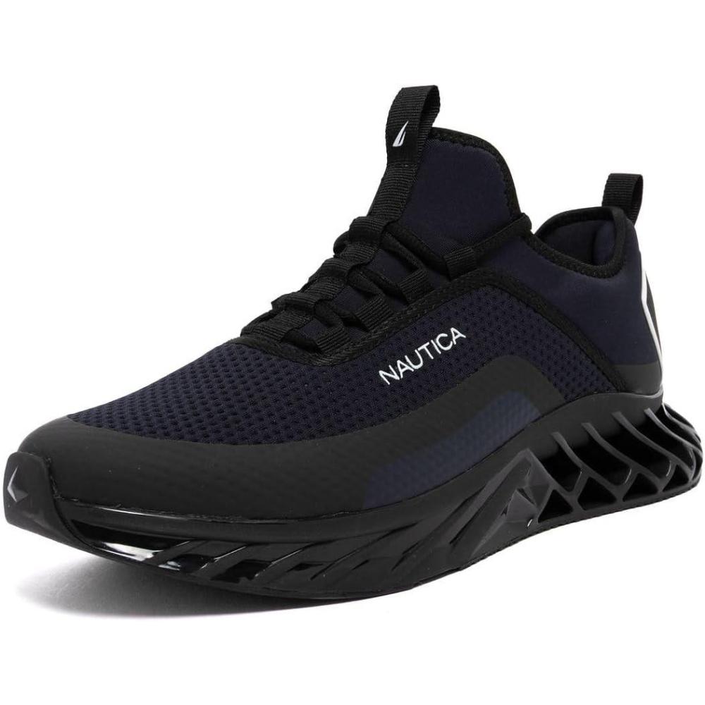 imageNautica Mens Casual Fashion Sneakers Lightweight LaceUp Athletic Walking Shoes for Gym amp Tennis ComfortableNavy Blackwyern
