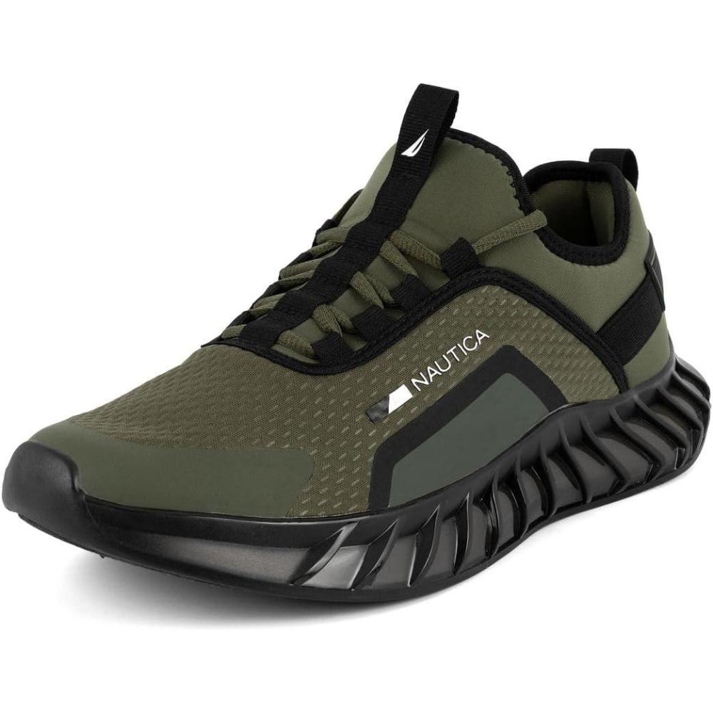 imageNautica Mens Casual Fashion Sneakers Lightweight LaceUp Athletic Walking Shoes for Gym amp Tennis ComfortableOlive Black