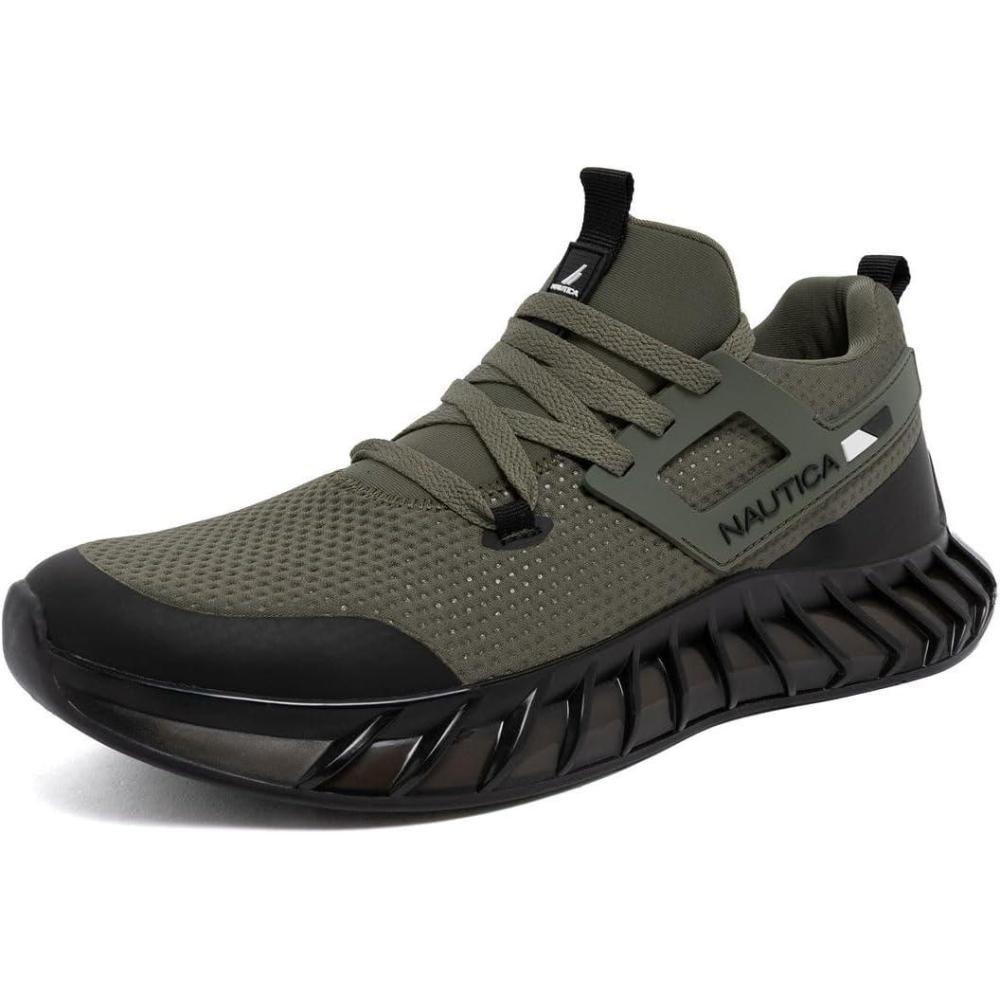 imageNautica Mens Casual Fashion Sneakers Lightweight LaceUp Athletic Walking Shoes for Gym amp Tennis ComfortableOlive Blacklazith