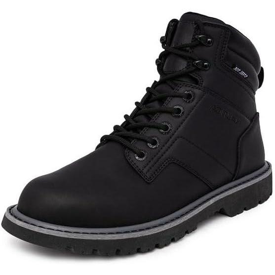 imageNautica Mens Casual Lace Up Ankle Boots High Water amp Slip Resistant Outdoor Lightweight Utility Leather Shoes for Work Winter Walking ConstructionBlack