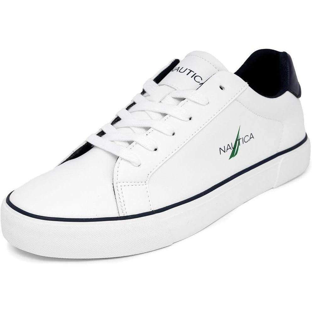 imageNautica Mens Casual Shoe Classic LaceUp Low Top Loafer Fashion Sneaker in Medium amp Wide Width SizesWhite Greenmyton