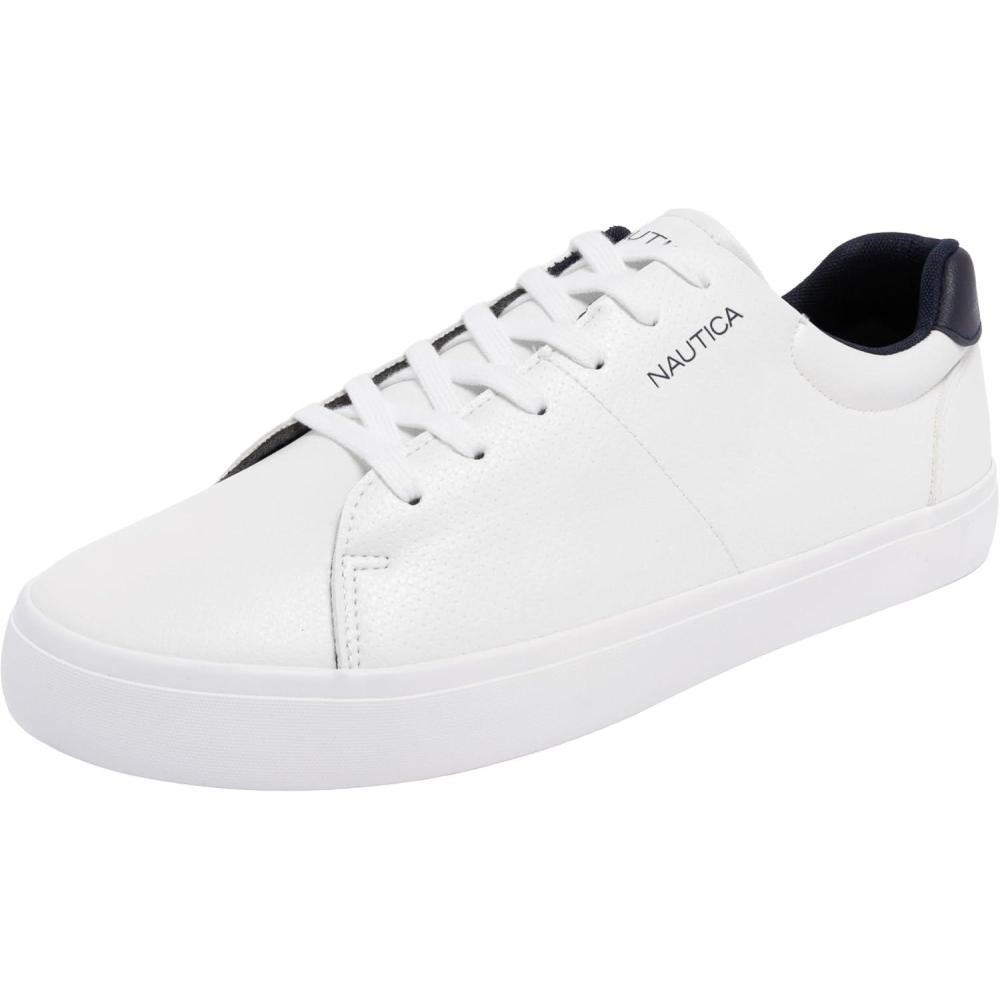 imageNautica Mens Casual Shoe Classic LaceUp Low Top Loafer Fashion Sneaker  in Medium amp Wide Width SizesWhite Navywalvis