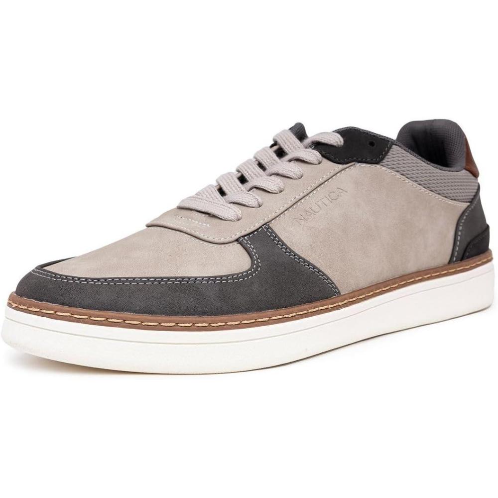 imageNautica Mens Classic LaceUp Low Top Fashion Sneaker Loafer Stylish and Comfortable Casual ShoeGreysavar