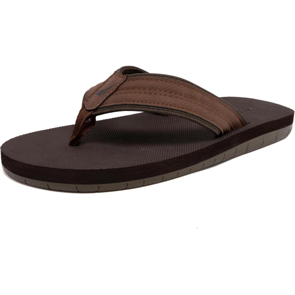 imageNautica Mens Flip Flop Shower Sandals Slides Comfortable Waterproof Beach Footwear SlipOn Thong MediumWide WidthTanthon