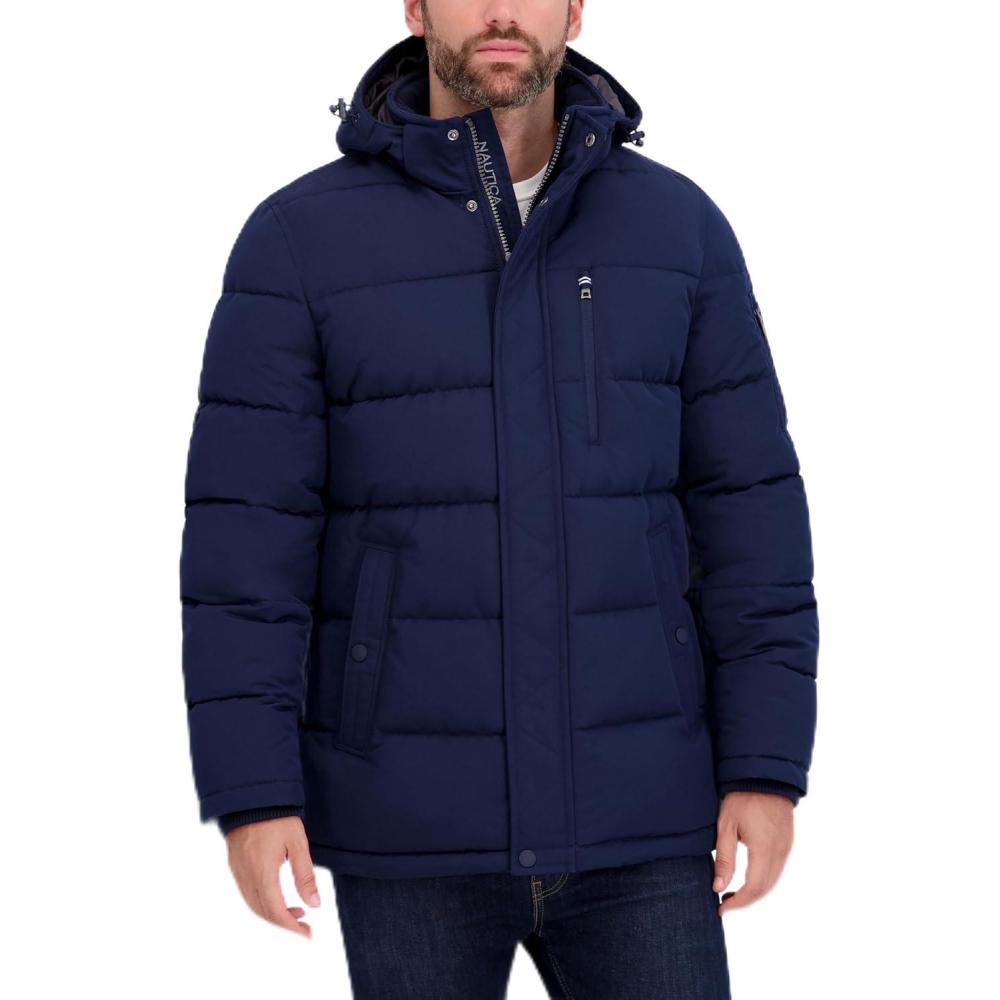 imageNautica Mens Heavyweight Puffer Jacket Parka Winter Coat Regular Big amp Tall SizesNavy Seas
