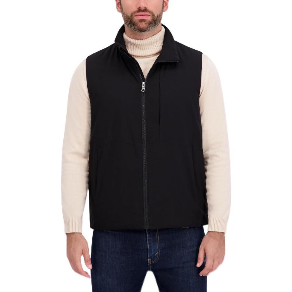 imageNautica Mens Lightweight Mechanical Stretch Softshell Vest Waterresistant Transitional LayerBlack