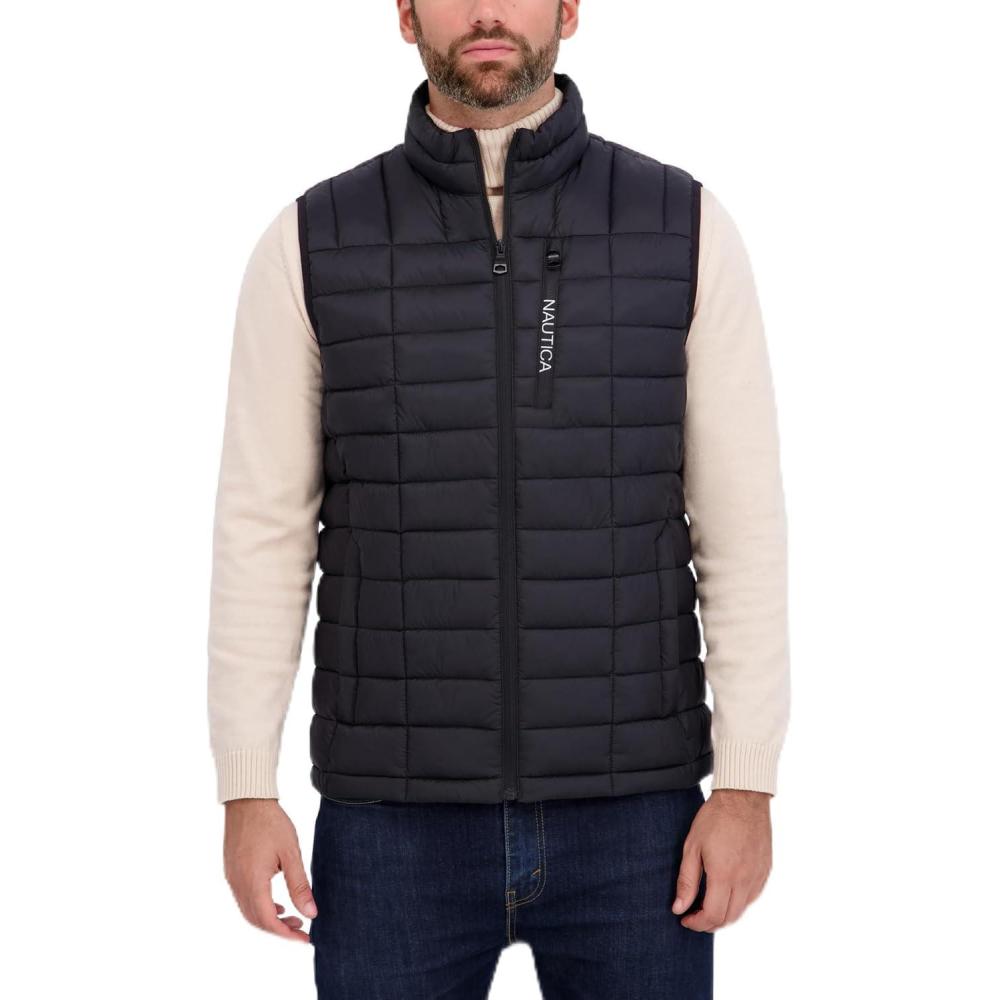 imageNautica Mens Lightweight Puffer Vest  Wind amp WaterResistantEbony