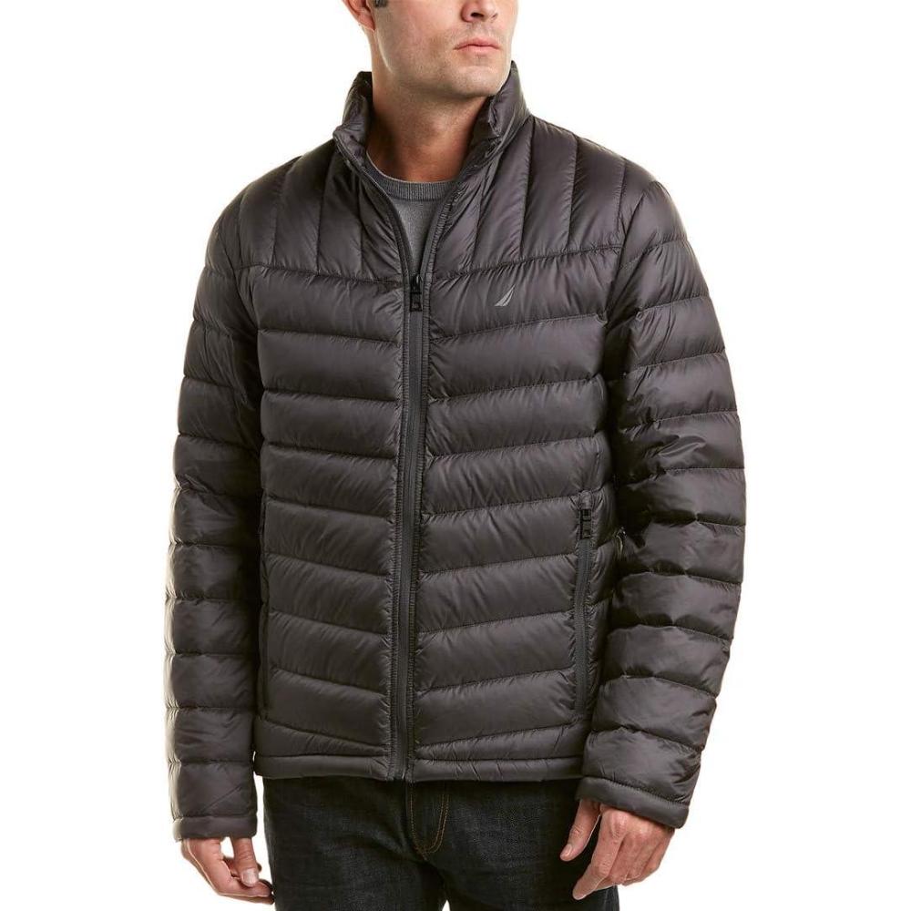imageNautica Mens Lightweight Quilted Puffer Jacket Full Zip Transitional OuterwearCarbon