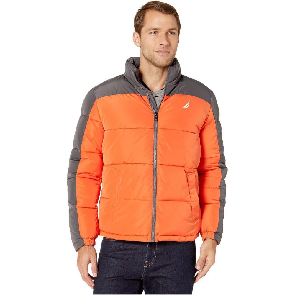 imageNautica Mens Lightweight Quilted Puffer Jacket Full Zip Transitional OuterwearDark Grey