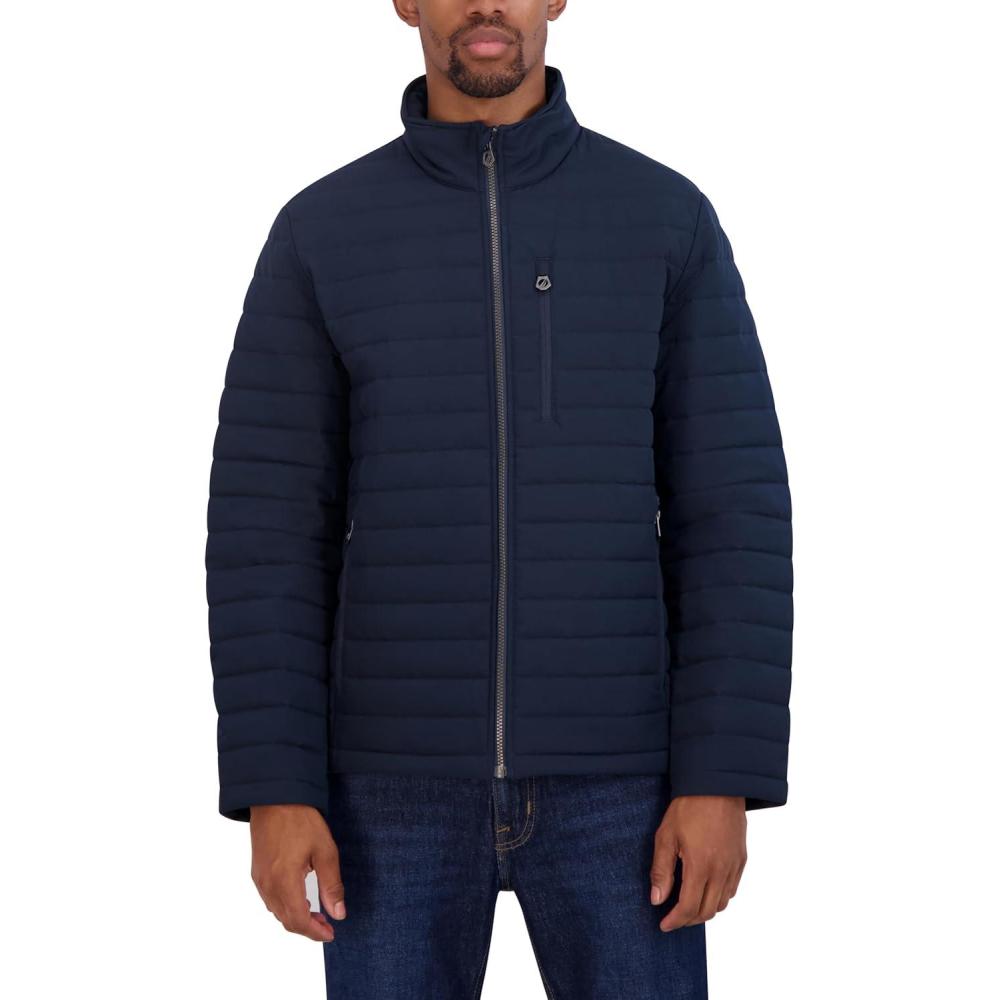 imageNautica Mens Lightweight Quilted Puffer Jacket Full Zip Transitional OuterwearNavy