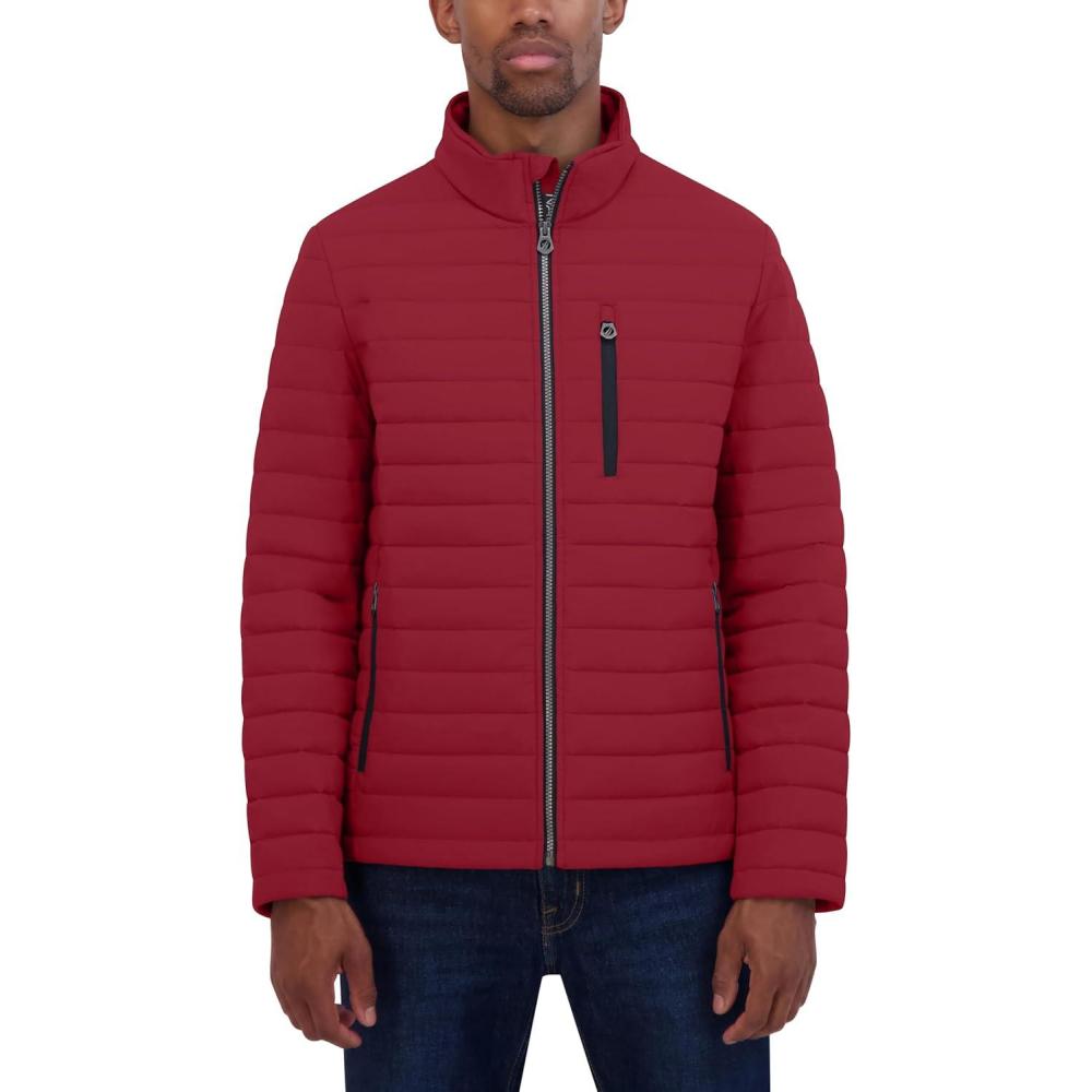 imageNautica Mens Lightweight Quilted Puffer Jacket Full Zip Transitional OuterwearRio Red