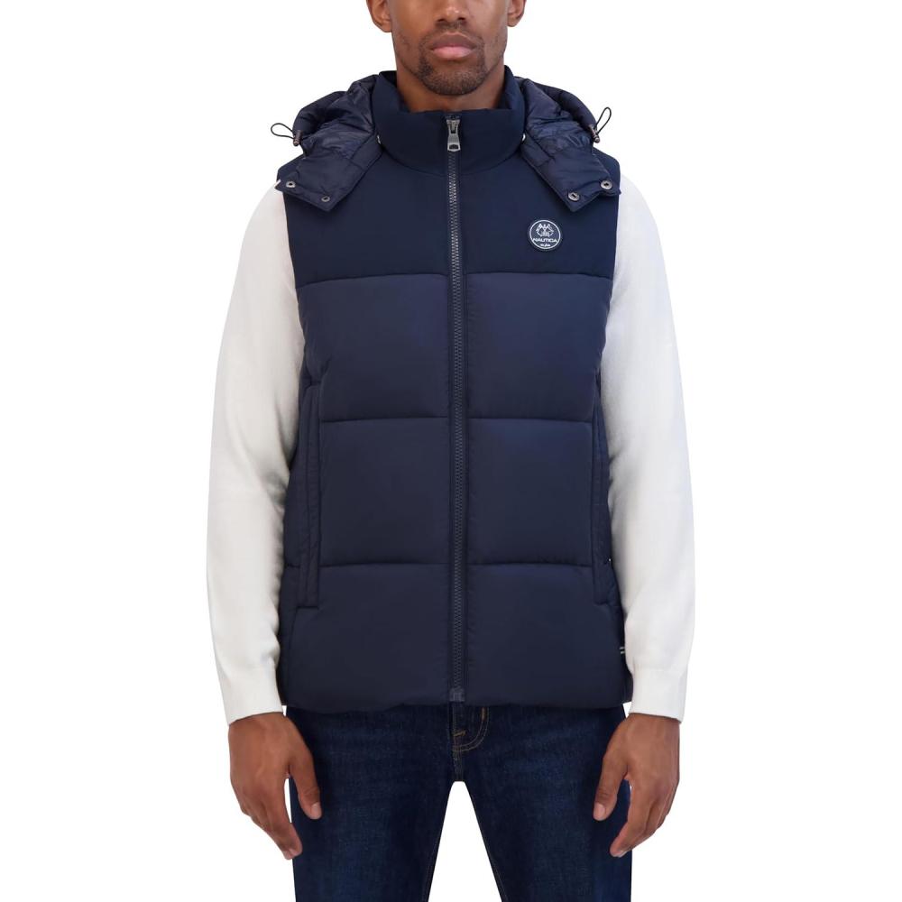 imageNautica Mens Mixed Sheen Quilted VestNavy