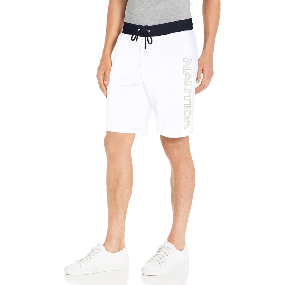 imageNautica Mens Nautica Mens Fleece Logo ShortsBright White