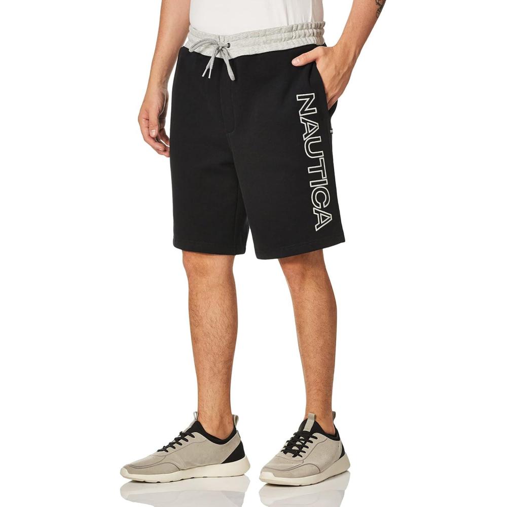 imageNautica Mens Nautica Mens Fleece Logo ShortsTrue Black