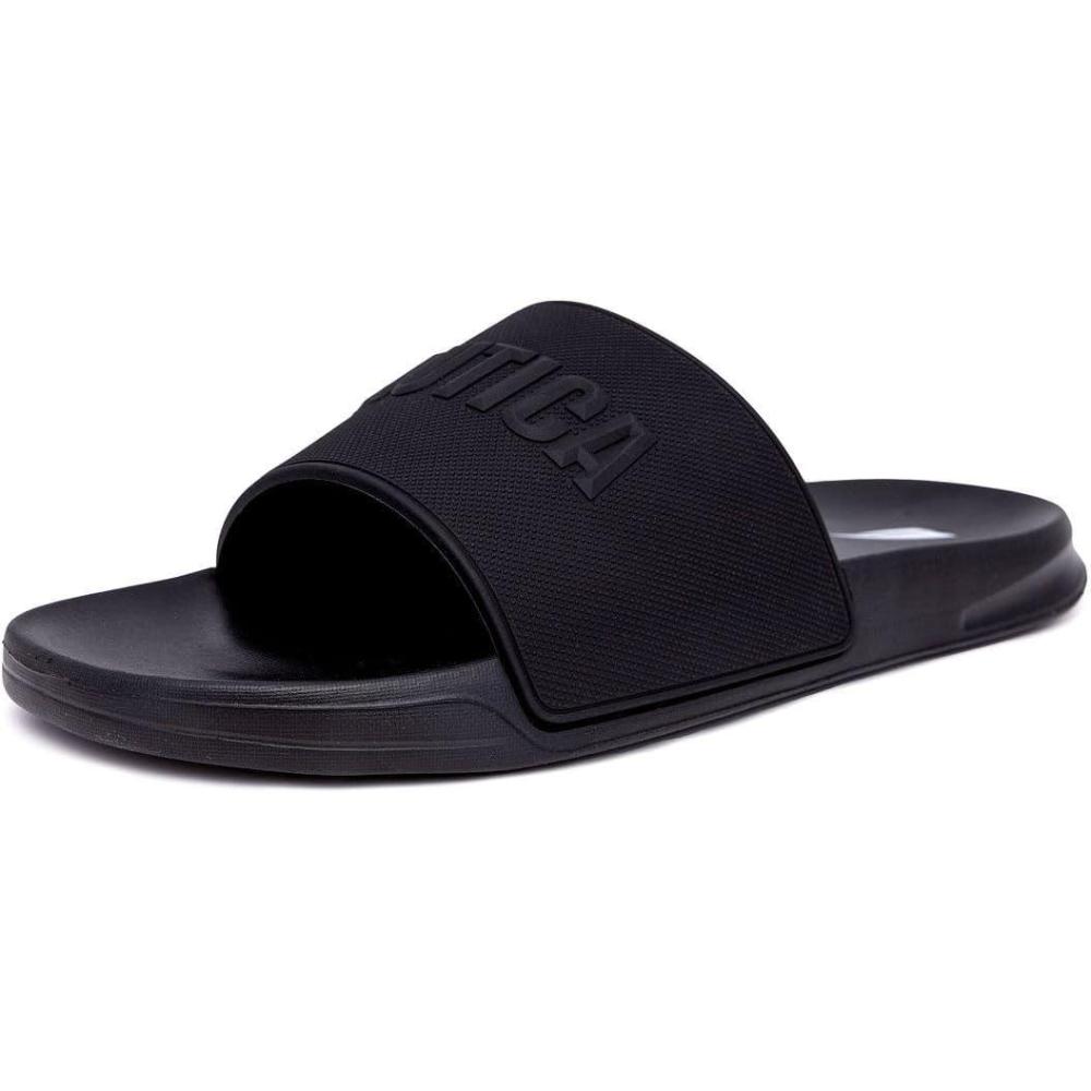 imageNautica Mens Open Toe Slide Sandals  Comfortable Indoor amp Outdoor Shower SlippersBlacklasal