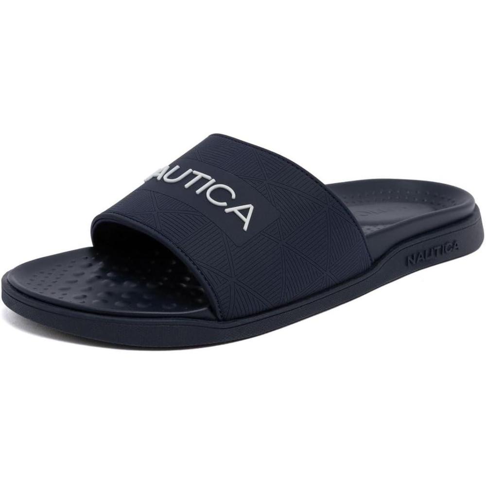 imageNautica Mens Open Toe Slide Sandals  Comfortable Indoor amp Outdoor Shower SlippersNavypierre