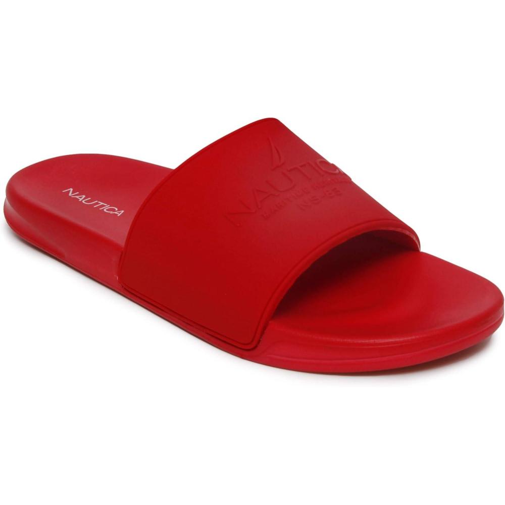 imageNautica Mens Open Toe Slide Sandals  Comfortable Indoor amp Outdoor Shower SlippersRed Porter