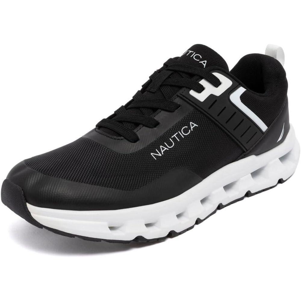 imageNautica Mens Running Sneakers Sport Fashion LaceUp Athletic Soft Shoes for Gym Tennis Men Cushioned Breathable Lightweight amp ComfortableBlack Whitebolang