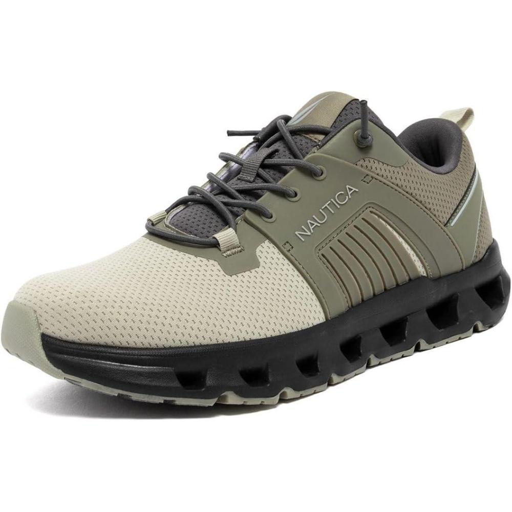 imageNautica Mens Running Sneakers Sport Fashion LaceUp Athletic Soft Shoes for Gym Tennis Men  Cushioned Breathable Lightweight amp ComfortableGrey Ivory Neon Metral