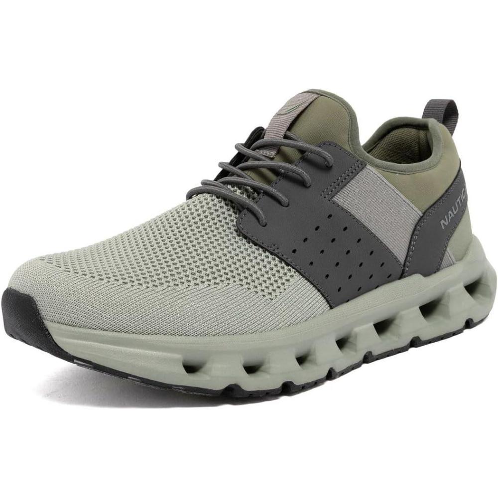 imageNautica Mens Running Sneakers Sport Fashion LaceUp Athletic Soft Shoes for Gym Tennis Men Cushioned Breathable Lightweight amp ComfortableMoss Grey Zer
