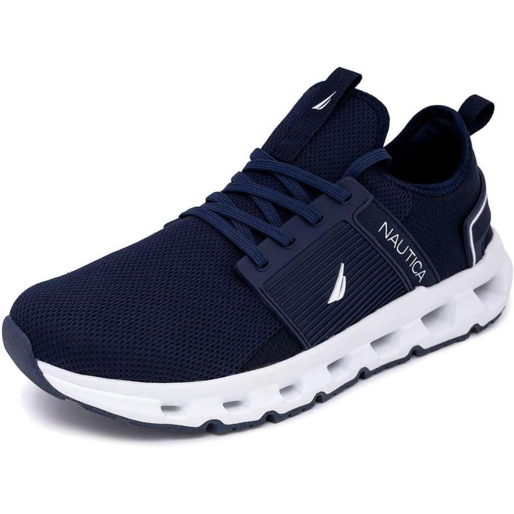 imageNautica Mens Running Sneakers Sport Fashion LaceUp Athletic Soft Shoes for Gym Tennis Men Cushioned Breathable Lightweight amp ComfortableNavy White Cailen