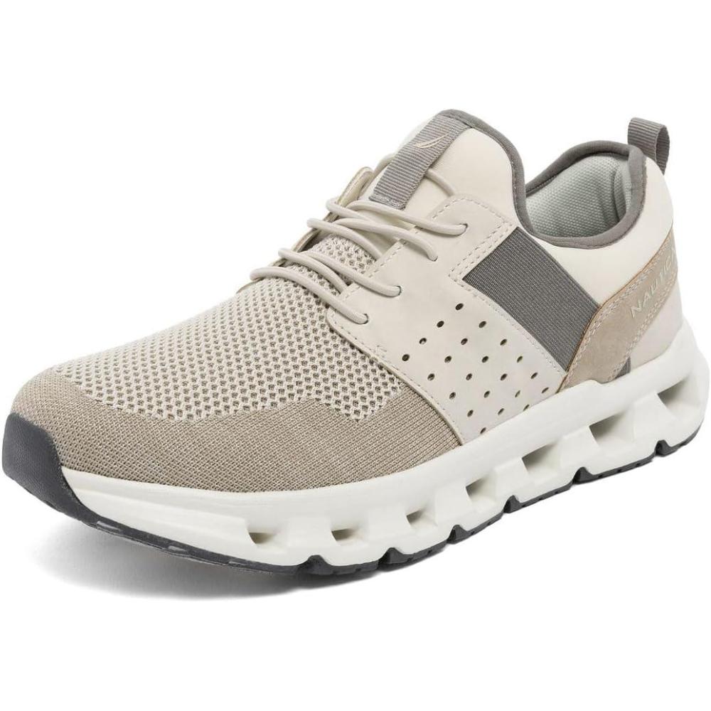 imageNautica Mens Running Sneakers Sport Fashion LaceUp Athletic Soft Shoes for Gym Tennis Men Cushioned Breathable Lightweight amp ComfortableOff White Zer