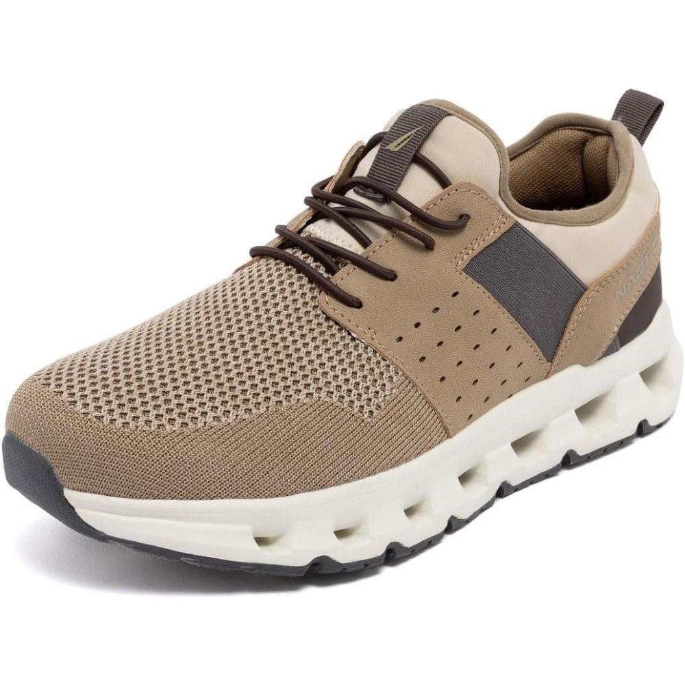 imageNautica Mens Running Sneakers Sport Fashion LaceUp Athletic Soft Shoes for Gym Tennis Men Cushioned Breathable Lightweight amp ComfortableTaupe Zer