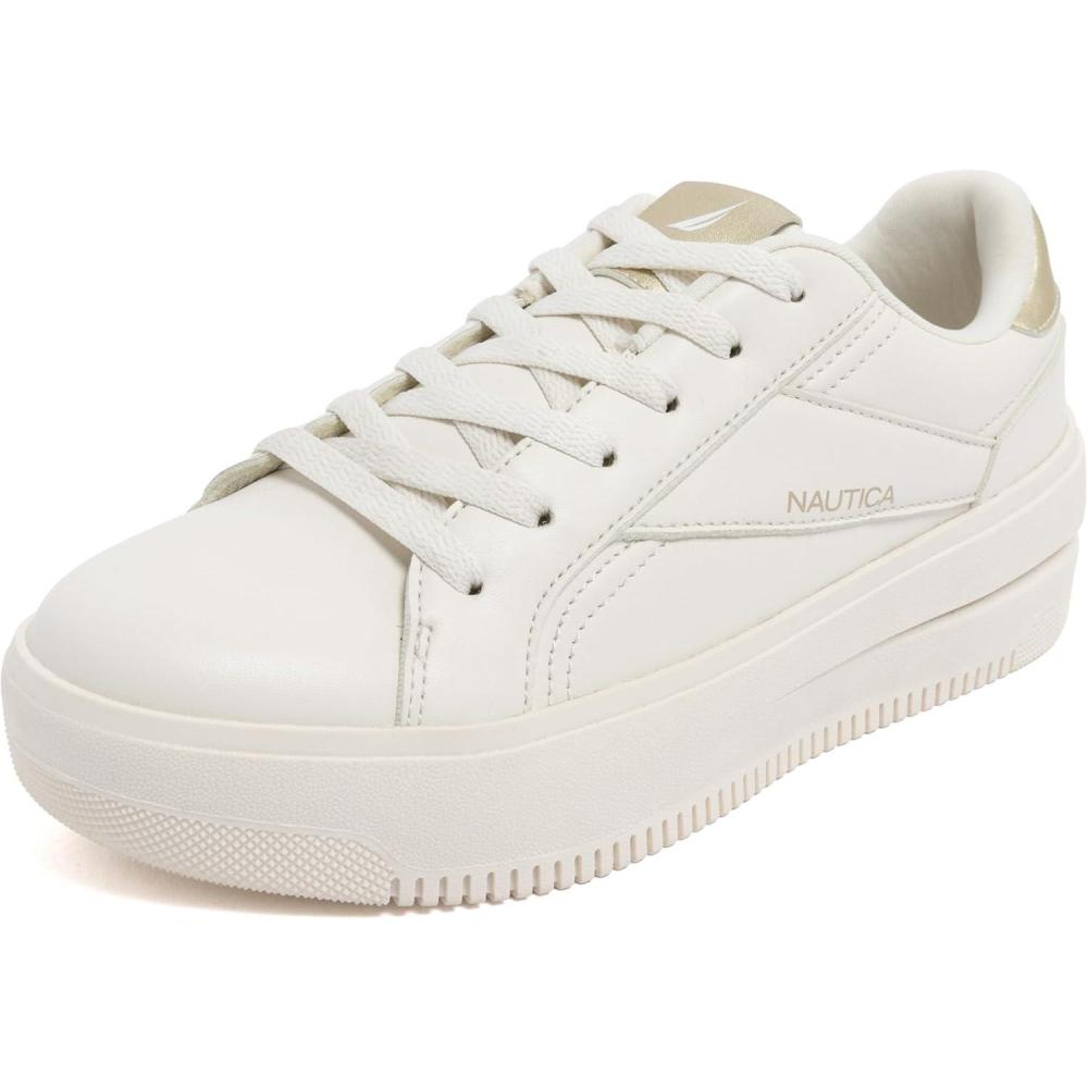 imageNautica Womens LaceUp Platform Fashion Sneakers LowTop Casual Walking amp Tennis Shoes PlatformBonesaylyn