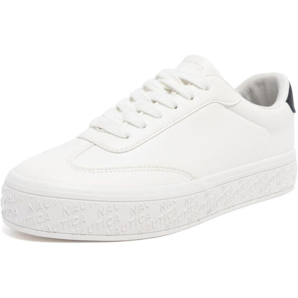 imageNautica Womens LaceUp Platform Fashion Sneakers LowTop Casual Walking amp Tennis Shoes PlatformWhite Navyagene