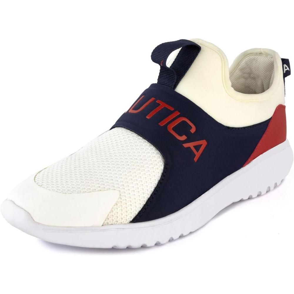 imageNautica Womens SlipOn Sneakers  Comfortable Running Shoes Stylish amp Easy to Wear  Perfect for Everyday WearSaffronred White Blue