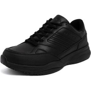 Nautica Black Non Slip Slip On/Lace-Up Work Shoes, Safety Water Resistant Chef Kitchen Trabajo Zapatos Restaurant or Food Service Sneakers – Comfortable and Lightweight for Men and Women(Nile-black)