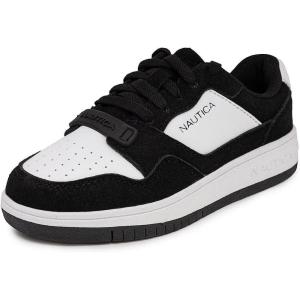 Nautica Boys Low-Top Sneakers, Basketball Tennis Shoes for Kids, Outdoor School Running Shoes – Sizes for Big Kid/Little Kid(Panda Black)