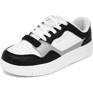 Nautica Boys Low-Top Sneakers, Basketball Tennis Shoes for Kids, Outdoor School Running Shoes – Sizes for Big Kid/Little Kid(Panda Grey)