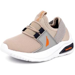 Nautica Kids Athletic Slip-On Sneakers – Comfortable Bungee Running Shoes for Boys and Girls – Stylish and Supportive Footwear for Active Kids (Big Kid/Little Kid/Toddler)(Sand Grey-molded)