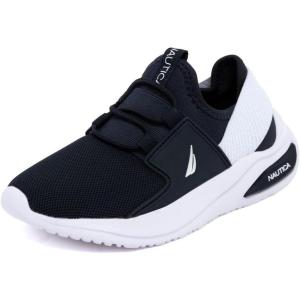 Nautica Kids Athletic Slip-On Sneakers – Comfortable Bungee Running Shoes for Boys and Girls – Stylish and Supportive Footwear for Active Kids (Big Kid/Little Kid/Toddler)(Navy White-molded)