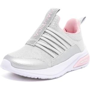 Nautica Kids Athletic Slip-On Sneakers – Comfortable Bungee Running Shoes for Boys and Girls – Stylish and Supportive Footwear for Active Kids (Big Kid/Little Kid/Toddler)(Grey Silver Pink)