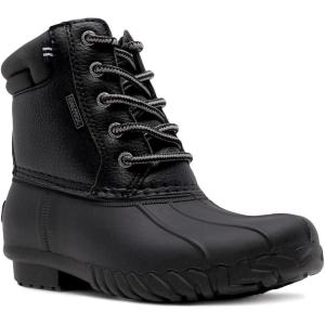 Nautica Kids Boys & Girls Duck Boots Kids Waterproof Rain Snow Boots Insulated Winter Boots (Toddler/Little/Big Kid)(Black-channing)