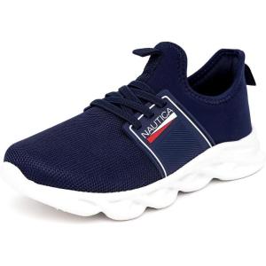 Nautica Kids Boys and Girls Athletic Slip-On Sneakers, Lightweight Bungee Running Shoes for Toddler, Little Kid, and Big Kid(Americana)