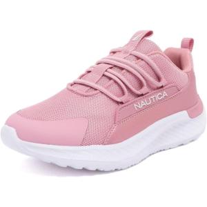 Nautica Kids Boys and Girls Athletic Slip-On Sneakers, Lightweight Bungee Running Shoes for Toddler, Little Kid, and Big Kid(Mauve Metallic)