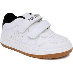 Nautica Kids’ Double Strap Athletic Sneakers(White Black-stafford)
