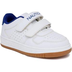 Nautica Kids’ Double Strap Athletic Sneakers(White Colbalt-stafford)