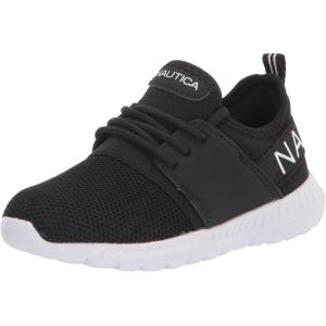 Nautica Kids Girls Metallic Fashion Sneaker Lace-Up Athletic Running Shoe I kappil I (Big Kid – Little Kid – Toddler)(Black Kappil)