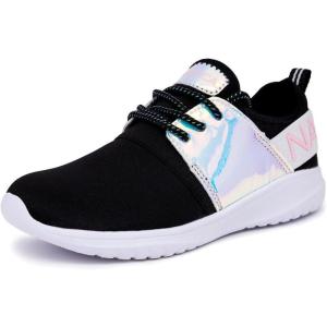 Nautica Kids Girls Metallic Fashion Sneaker Lace-Up Athletic Running Shoe I kappil I (Big Kid – Little Kid – Toddler)(Iridescent Black)
