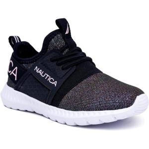 Nautica Kids Girls Metallic Fashion Sneaker Lace-Up Athletic Running Shoe I kappil I (Big Kid – Little Kid – Toddler)(Kappil 4-navy Oil Slick)