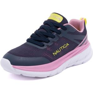 Nautica Kids Girls Metallic Fashion Sneaker Lace-Up Athletic Running Shoe I kappil I (Big Kid – Little Kid – Toddler)(Navy Pink Lime)