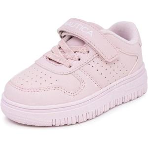Nautica Kids Girls Sneakers with Adjustable Strap and Bungee Straps | Comfortable Casual Shoes (Toddler/Little Kid)(Light Blush – Ivan)