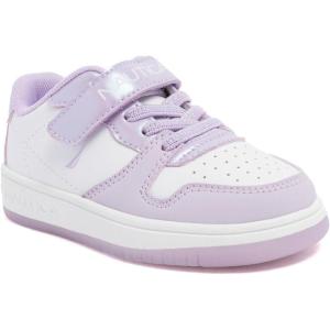 Nautica Kids Girls Sneakers with Adjustable Strap and Bungee Straps | Comfortable Casual Shoes (Toddler/Little Kid)(White Lilac Pearl)
